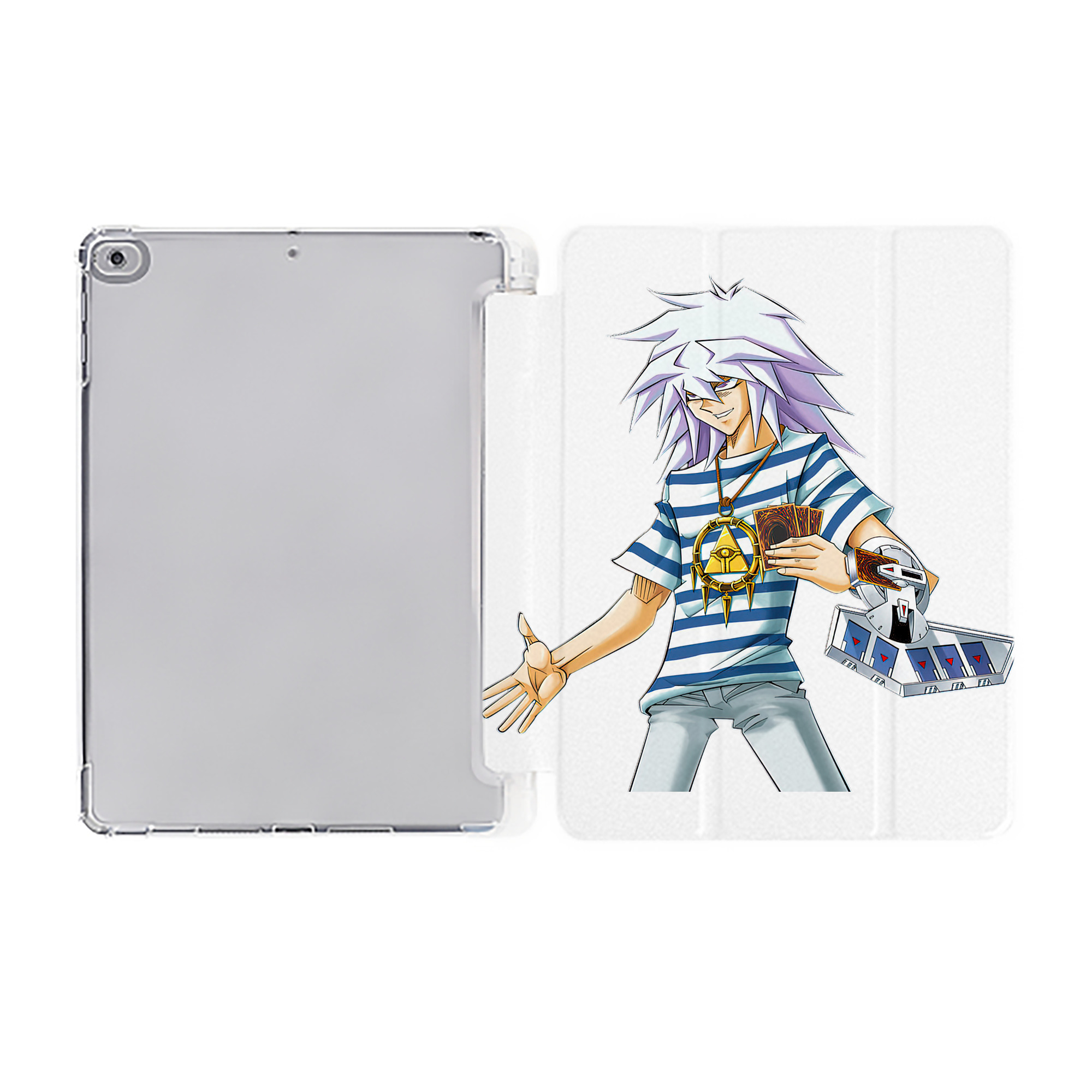 （画像用） 遊☆戯☆王 Yu-Gi-Oh! IPad ケース ペン収納付き 三つ折りスタンド PUレザー×シリコン 対応機種9.5/10.5/10.9インチ